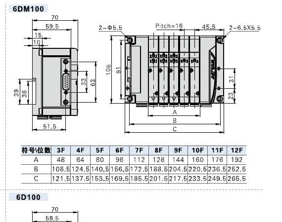6DM100 integrated valve manifold installation drawing