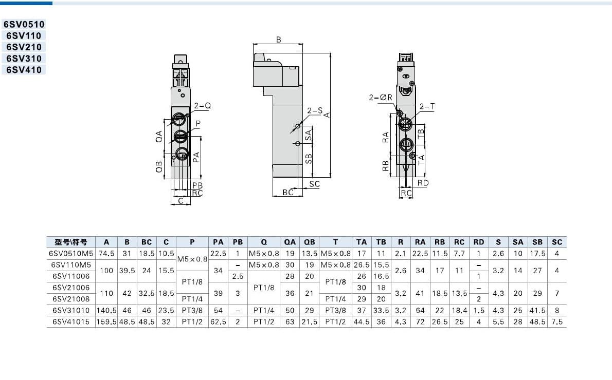 6SV solenoid valve installation drawing reference