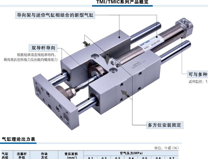 TMI and TMIC guided mini-cylinder reference