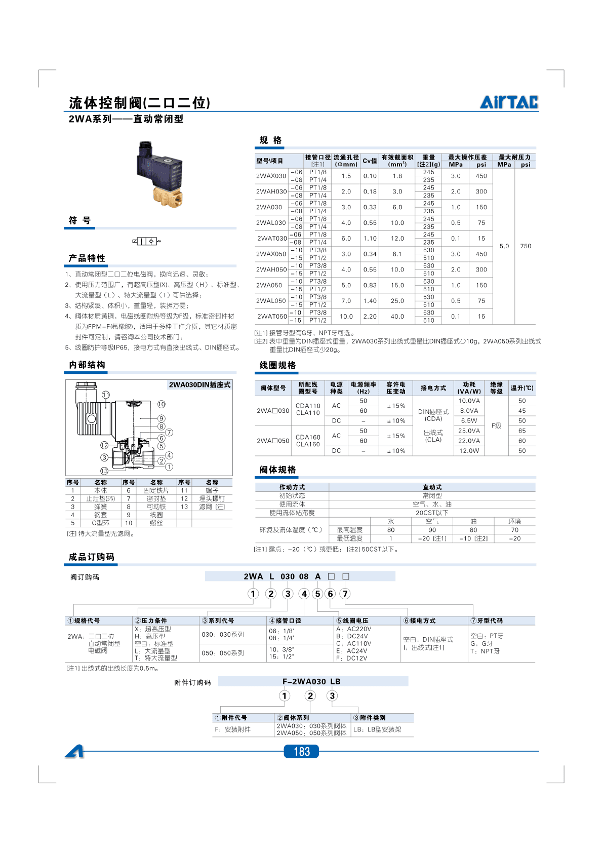 2WA系列流体控制阀(直动常闭型)(二口二位)