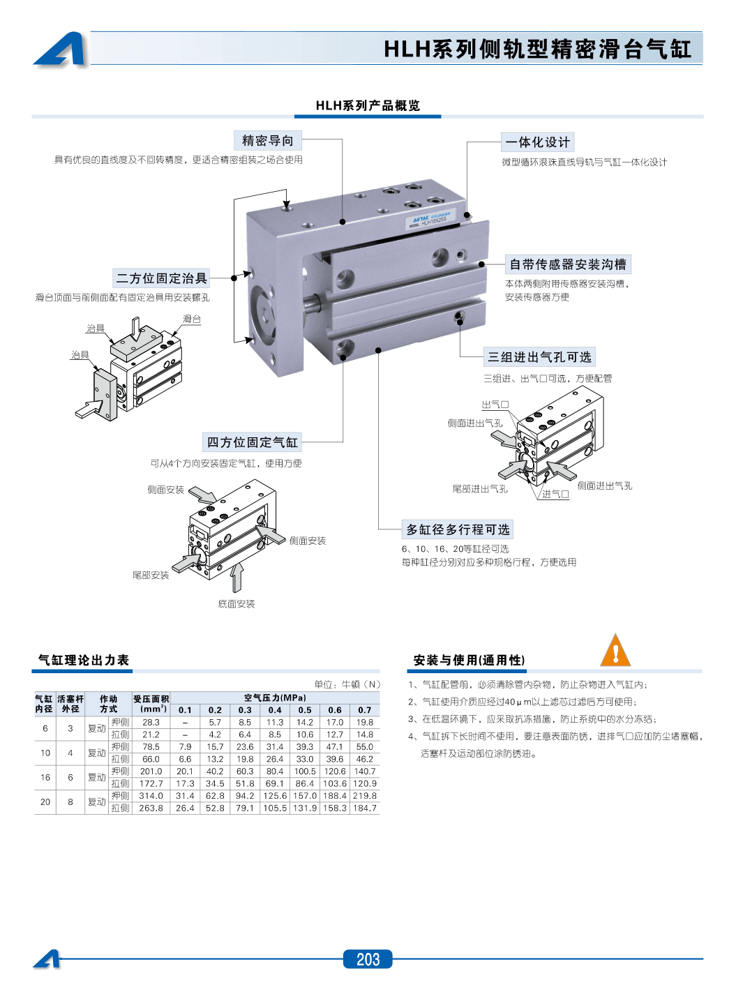 HLH系列侧轨型精密滑台缸